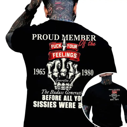 Gen X 1965-1980 T-Shirt, 100% Cotton, Casual Short Sleeve, USA Flag Graphics, Machine Washable, Long Wear, Suitable for Men & Women - Top, Breathable