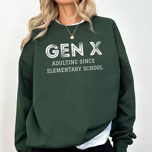 Gen X Adulting Since Elementary School T-Shirt - Retro Design for Generation X Sarcasm Master Comfortable Stylish Full Sizes, For Men, For Women
