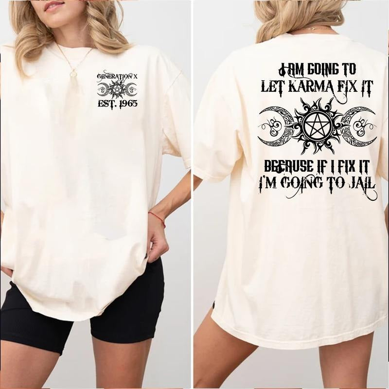 Gen X Customize Year Badass Generation T-shirt, Gen X Personality Shirt 100% Cotton Unisex Comfort Womenwear Graphic Crew Neck Long Sleeve Autumn Casual Christmas Pull On - For Women For Men