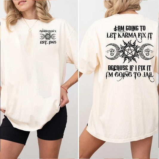 Gen X Customize Year Badass Generation T-shirt, Gen X Personality Shirt 100% Cotton Unisex Comfort Womenwear Graphic Crew Neck Long Sleeve Autumn Casual Christmas Pull On - For Women For Men