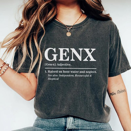 Gen X Raised On Hose Water And Neglect Shirt, 80s Vibes Vintage Tee, Generation X Graphic Printed Tee, Unisex Gen X Unhinged Shirt, 70s Nostalgia Unisex Comfy Fabric Oversized Graphic Tee, Women's Tops, Womenswear, Cotton Fabric Tee