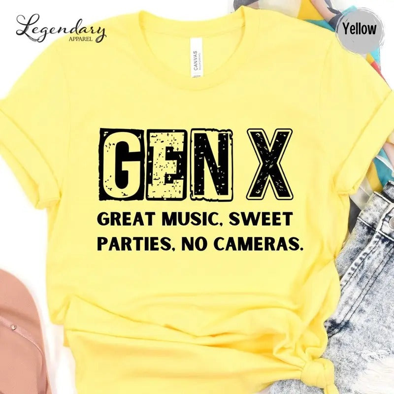 Gen X Shirt Nostalgic 80's Great Music Sweet Parties No Cameras Tee Shirt Generation X Funny Hose Water Tshirt