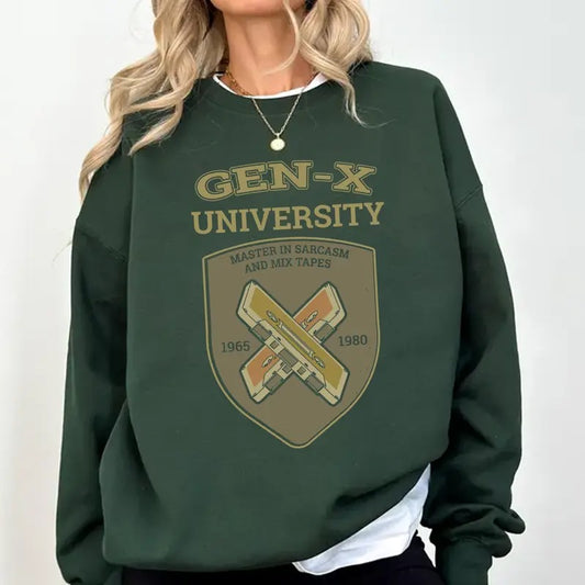 Gen X University T-Shirt - Retro Vintage Design for Generation X Proud Master of Sarcasm and Mix Tapes Full Colors, Full Sizes, For Men, For Women