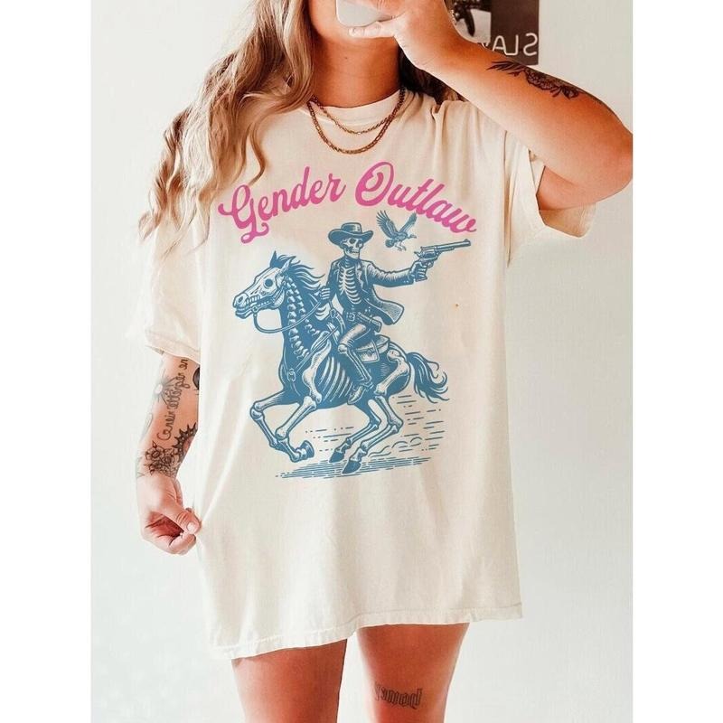 Gender outlaw shirt | subtle trans pride | transgender clothing | trans cowboy | gift for transgender | nonbinary | trans...