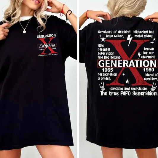 Generation X Custom States T-Shirt, Custom State Shirt, The True Fafo GenerationTwo Side Shirt Xmas Generation X T Shirt - 100% Cotton Top Unisex