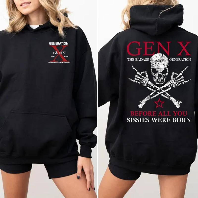 Generation X Custom Year Badass Generation Hoodie, Gen X FAFOT Hoodie - 100% Cotton Top Unisex Comfort Womenswear, Custom Year Of Birth Sweatshirt