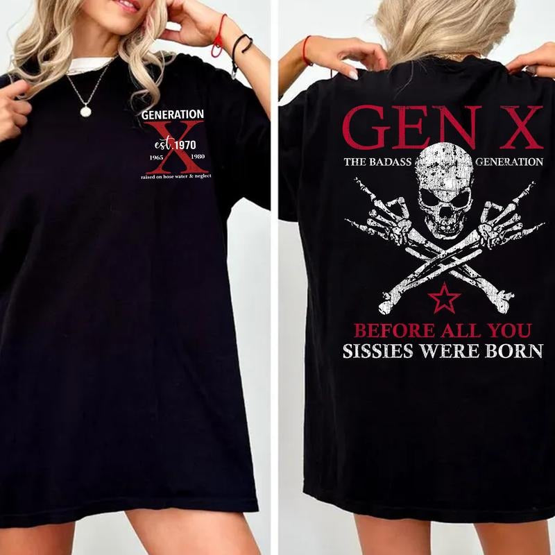 Generation X Custom Year Badass Generation T-shirt, Gen X FAFOT Shirt - 100% Cotton Top Unisex Comfort Womenswear, Custom Year Of Birth Shirt Printed Tshirt