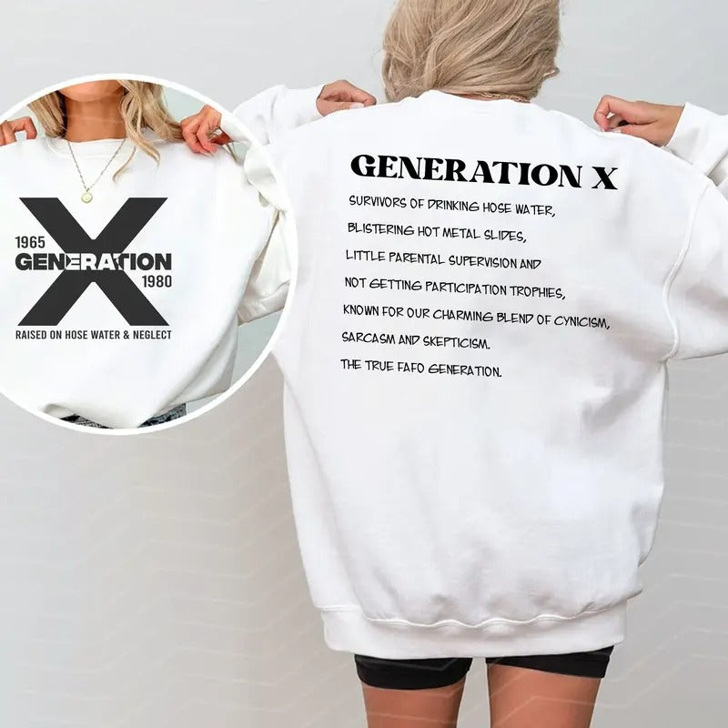 Generation X T-Shirt - Raised on Hose Water and Neglect Graphic Cotton Top Comfortable Short Sleeves Colorful Fits Matching, For Women