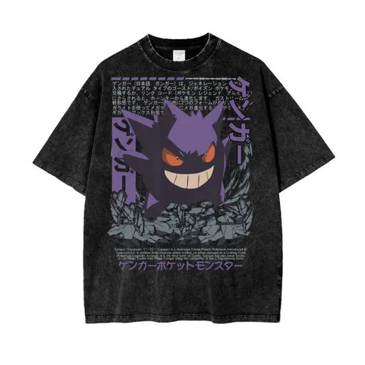 Gengar Acid Black Vintage Tee, Gengar Shirt, Pokemon Gengar shirt, Chistmas gift, gift for him for her top menswear