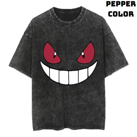 Gengar Face Vintage Tee, Gengar T-Shirt, Pokemon Graphic Tees, Unisex Anime Manga Shirt Top Menswear Womenswear Streetwear
