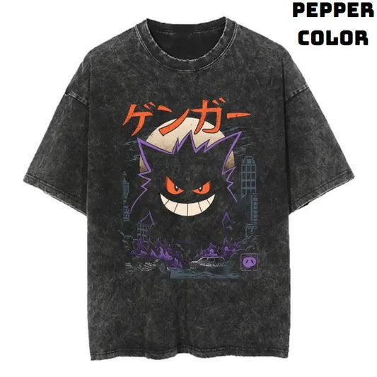 Gengar Godzilla Vintage Tee, Gengar T-Shirt, Pokemon Graphic Tees, Unisex Anime Manga Shirt Top Menswear Womenswear Streetwear