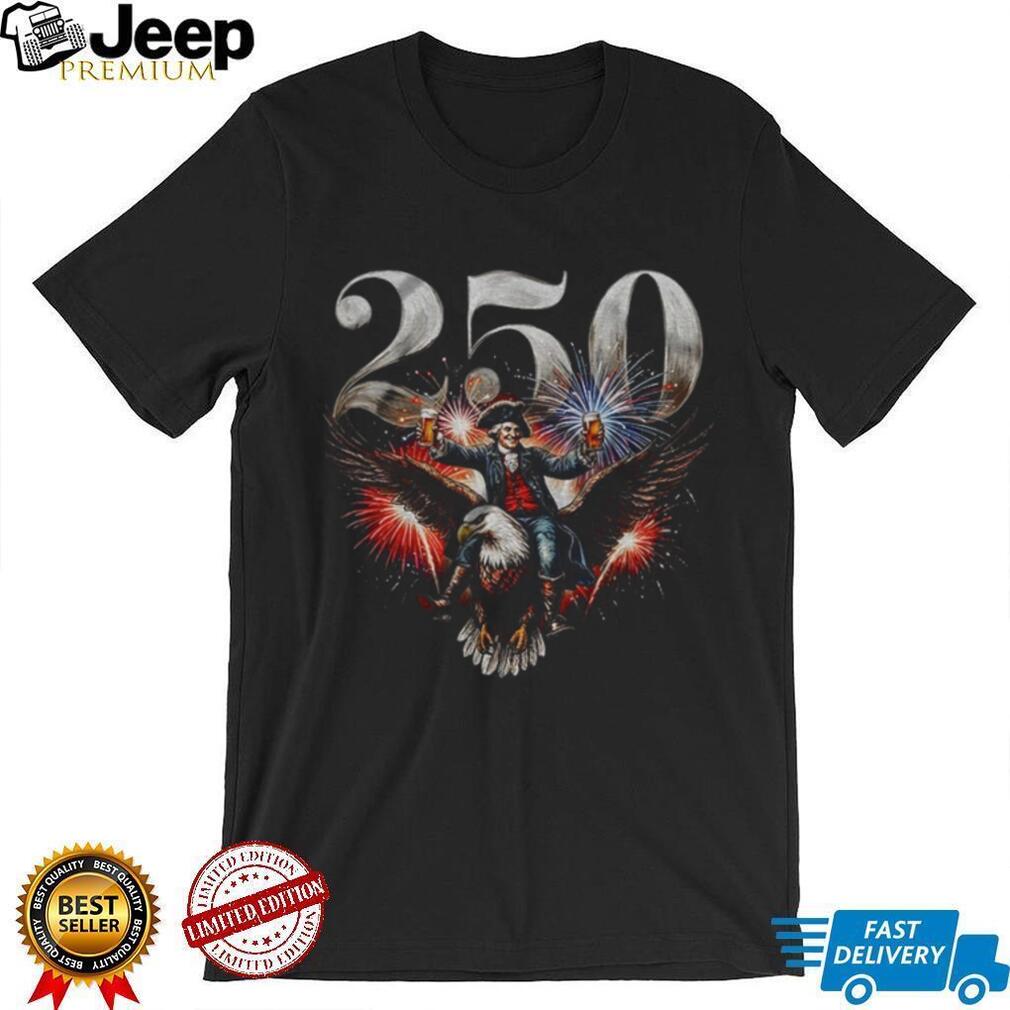 George Washington Riding Bald Eagle 250th Anniversary Independence Day T Shirt