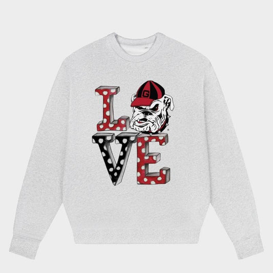 Georgia Bulldogs Tiny Turnip Youth Love Sweatshirt, College NCAA Hoodie, Vintage College Football Crewnecks T-Shirts