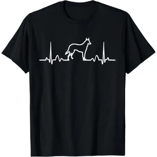 German Shepherd Dog Heartbeat Funny Dog Gift Tee Shirt T-Shirt  Made in USA