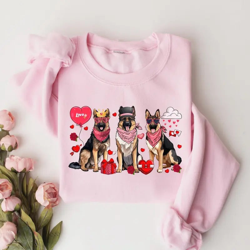 German Shepherd Dog Valentine Sweatshirt, Valentine's Day Dog Shirt, German Shepherd Valentine Shirt