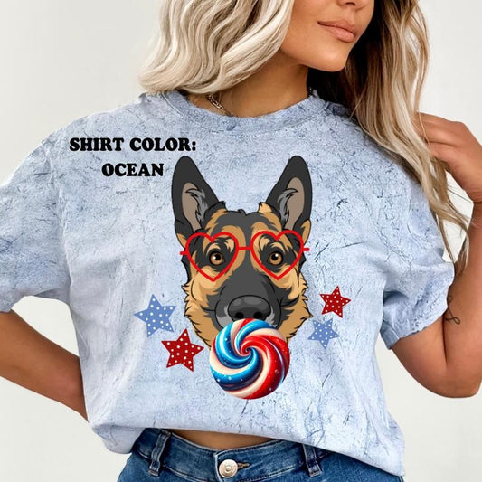 German Shepherd July 4th Dog Shirt ~ Unisex Apparel Relaxed Fit Printed In The USA Clothing Womenswear Casual Comfort Cotton Top Athletic Boho Chic