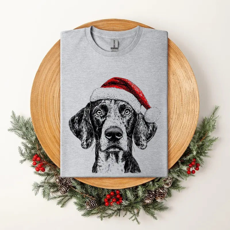 German Shorthaired, Santa, Dog, Christmas, Dog Lover, Pet T-Shirt, Soft Style Tee, Women's Graphic Tshirt Hoodie, Sweatshirt