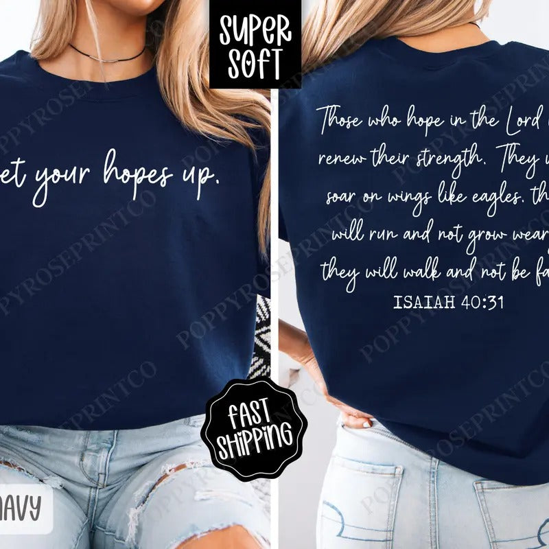 Get Your Hopes Up, Cute Religious Crewneck, Religious Women's Sweater