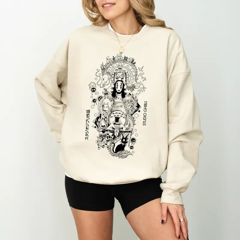 Ghibli Studio Sweatshirt T-Shirt, Ghibli Studio World Shirt, Howls Moving Castle Shirt, Spirited Away, Ghibli Studio Shirt, Hayao Miyazaki, My Neighbor Totoro Shirt, Ghibli Totoro Shirt, Ghibli No Face Shirt, Calcifer Shirt, Trending Ghibli Shirt