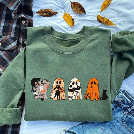 Ghost Black Cat Sweatshirt, Ghost Cat Shirt, Black Cat Ghost Sweatshirt, Halloween Gift For Cat Lovers, Black Cat Halloween Sweatshirt, Ghost Hugging Cat Shirt