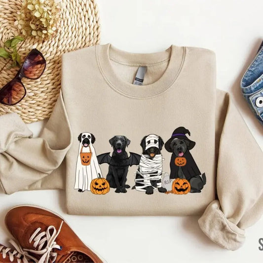Ghost Black Dogs Labrador Halloween Sweatshirt, Ghost Dogs Sweatshirt, Halloween Dog Sweatshirt, Fall Spooky Season, Dog Lover Gift for Men, Women