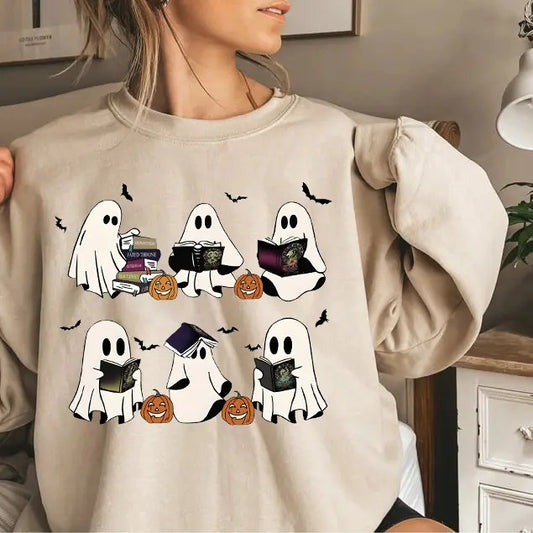 Ghost Book Dragon Sweatshirt, Cute Ghost Shirt, Ghost Book Sweatshirt, Halloween Gift For Book Lovers, Bookish Halloween Sweatshirt, Ghost Bookish Shirt, Ghost Zodiac Academy Sweatshirt