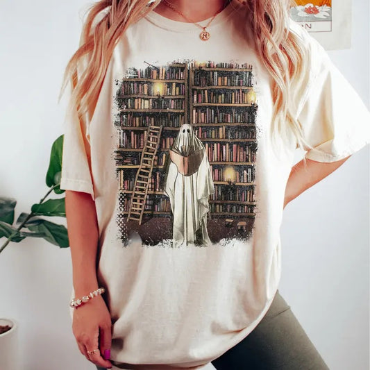 Ghost Book Lover Halloween Shirt, Vintage Halloween Ghost Sweatshirt, Retro Halloween Tee, Book Nerd, Bookish, Bookworm Halloween Gift Shirt, Ghost Book Halloween Shirt, Ghost Book Reading Shirt