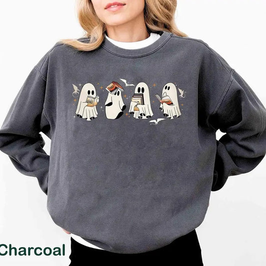 Ghost Book Shirt, Halloween Book TShirt, Bookish Ghost Sweatshirt, Book Ghosts Shirt, Ghost Halloween Shirt, Halloween Gift For Book lover Medium Menswear