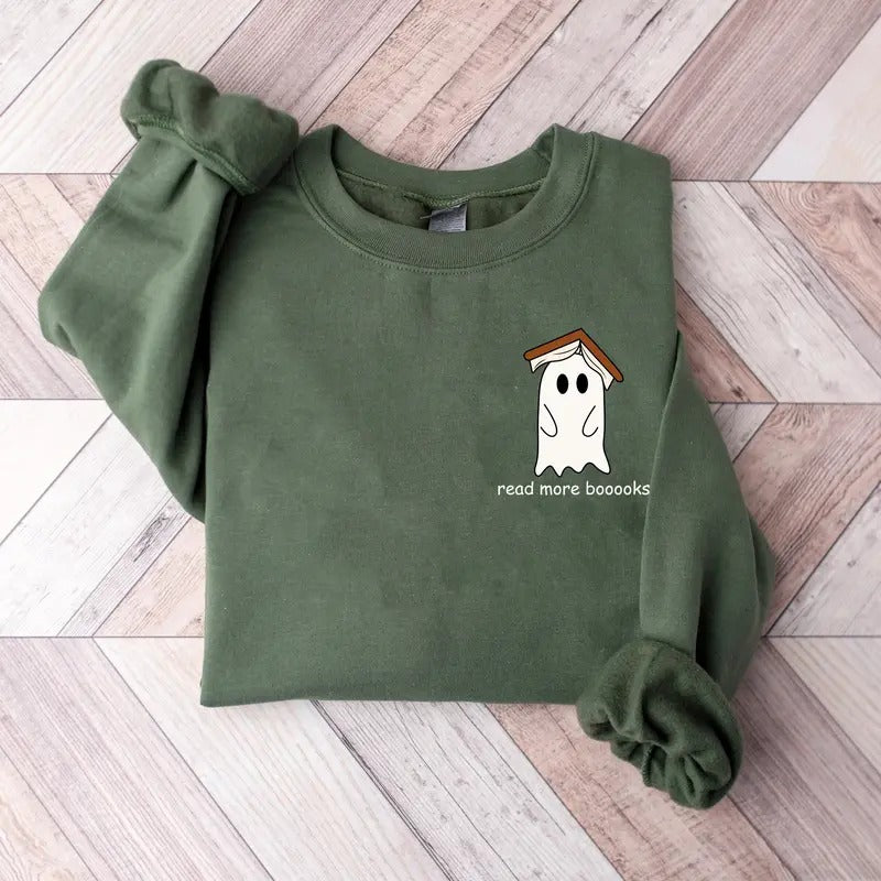 Ghost Book Sweatshirt, Ghost Book Read More Booooks Sweahirt, Ghost Shirt, Fall Spooky Season Sweater, Cute Ghost Book Halloween Shirt, Book Lover Shirt, Halloween Reading Sweatshirt, Halloween Teacher, Bookish, Librarian Gift Shirt