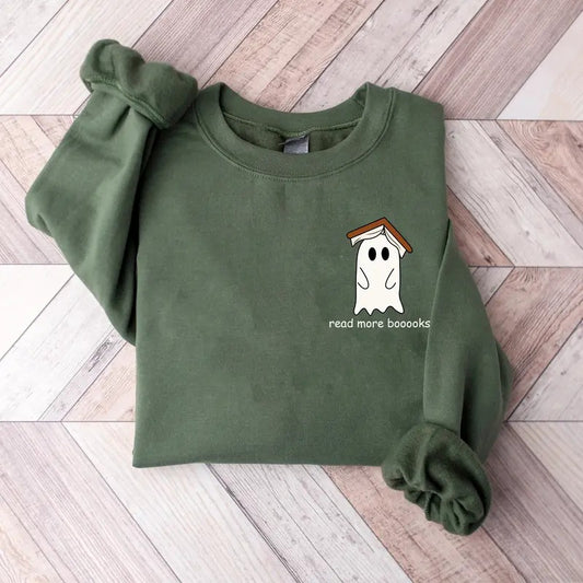 Ghost Book Sweatshirt, Ghost Book Read More Booooks Sweahirt, Ghost Shirt, Fall Spooky Season Sweater, Cute Ghost Book Halloween Shirt, Book Lover Shirt, Halloween Reading Sweatshirt, Halloween Teacher, Bookish, Librarian Gift Shirt