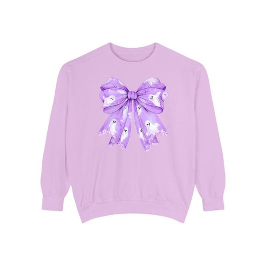 Ghost Bow Viole Comfort Colors Sweatshirt, Trendy Women's Crewneck