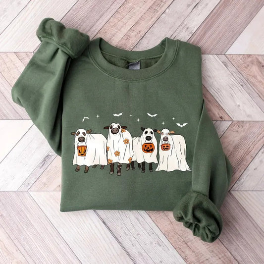 Ghost Cows Sweatshirt, Cows Halloween Sweater, Funny Cows Ghost Shirt, Halloween Ghost Cows Shirt, Halloween Animals, Ghost Shirt, Cow Lover Gift, Funny Halloween Cow Sweater, Spooky Cow Shirt, Halloween Gift Shirt