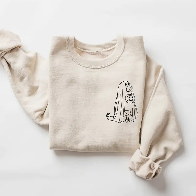 Ghost Dog Halloween Sweatshirt, Ghost Shirt, Dog Lover Gift Shirt, Spooky Season Halloween Shirt, Ghost Dog Shirt, Halloween Dog Sweater, Halloween Gift Shirt