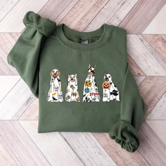 Ghost Dog Sweatshirt, Halloween Dog Shirt, Ghost Dog Pumpkin Shirt, Сute Ghost Dog Halloween Shirt, Dog Lover Gift Shirt, Spooky Season, Dog Shirt, Autumn Fall Halloween Gift Shirt