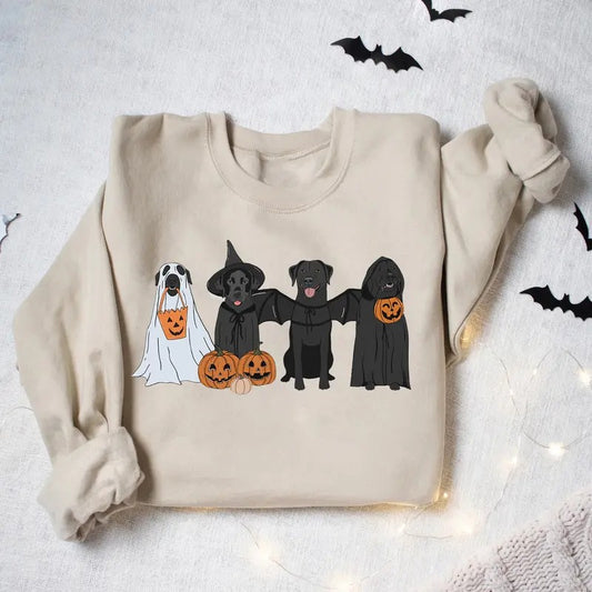 Ghost Dogs Halloween Sweatshirt, Ghost Dogs Sweatshirt, Black Labrador Halloween Shirt, Halloween Dog Sweater, Pumpkin Halloween Shirt, Fall Sweater, Fall Halloween Dog Lover Gift Shirt