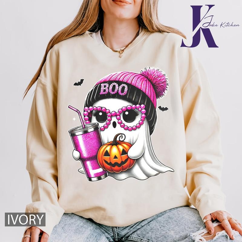 Ghost Halloween Shirt Crew, Cute Ghost Shirt, Womens Halloween Shirt, Cute Fall Shirt, Spooky Season Shirt, Gift For Halloweenstyle{n002}3