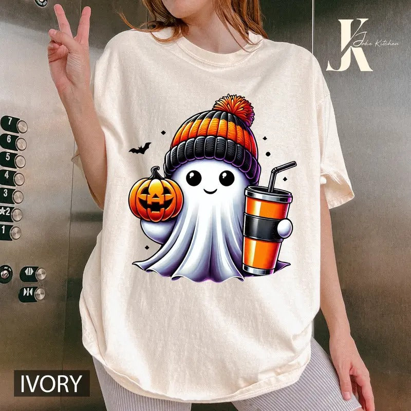 Ghost Halloween Shirt Crew, Cute Ghost Shirt, Womens Halloween Shirt, Cute Fall Shirt, Spooky Season Shirt, Gift For Halloweenstyle{n002}4