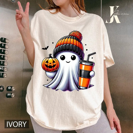 Ghost Halloween Shirt Crew, Cute Ghost Shirt, Womens Halloween Shirt, Cute Fall Shirt, Spooky Season Shirt, Gift For Halloweenstyle{n002}4