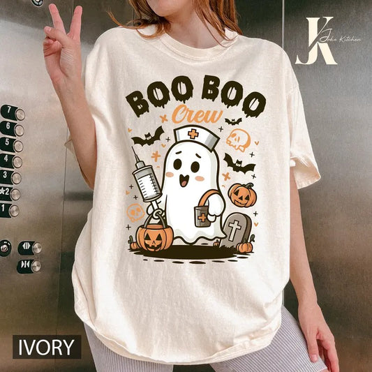 Ghost Halloween Shirt, Cute Ghost Shirt, Halloween Pumpkin Shirt , Spooky Season Shirt, Cute Fall Shirt ,Womens Halloween T-Shirt Sweatshirt, Hoodie Oversized Womenswear Clothing Tee, Tops Unisex Lady Crewneck Comfort