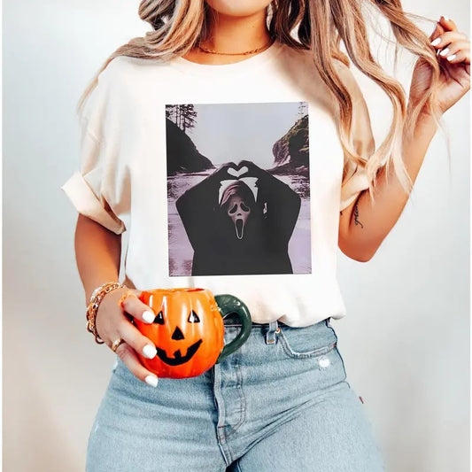 Ghost Heart Hands Shirt Halloween Scary Movie T-Shirt Slasher Shirt Birthday Gift Vintage Horror Tee Thriller Movie TShirt Terror Film