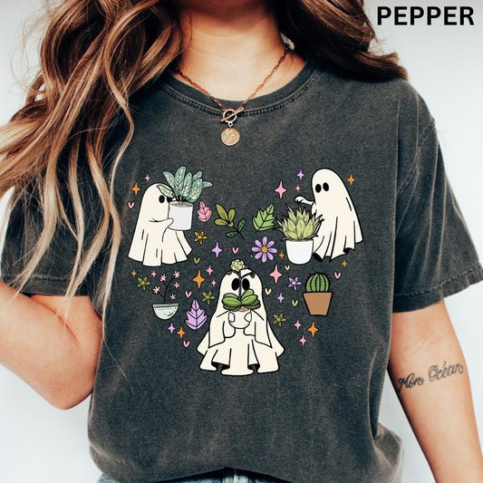 Ghost Plant Heart Halloween Shirt - Unisex Apparel Relaxed Fit Printed In The USA Clothing Womenswear Casual Comfort Cotton Top Athletic Boho Chic