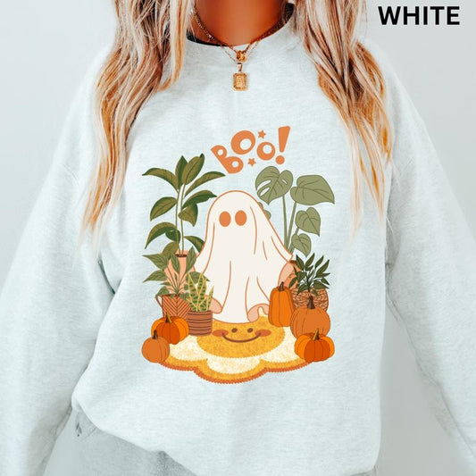 Ghost Plant Lady Sweatshirt, Boo Plant Ghost Sweatshirt, Plant Lover Gift, Halloween Ghost Sweatshirt, Halloween Gift, Plant Lover