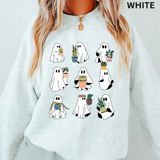 Ghost Plant Lady Sweatshirt, Ghoul and her Plants Sweatshirt, Plant Lover Gift, Halloween Ghost Sweatshirt, Halloween Gift, Plant Loverstyle{n002}2