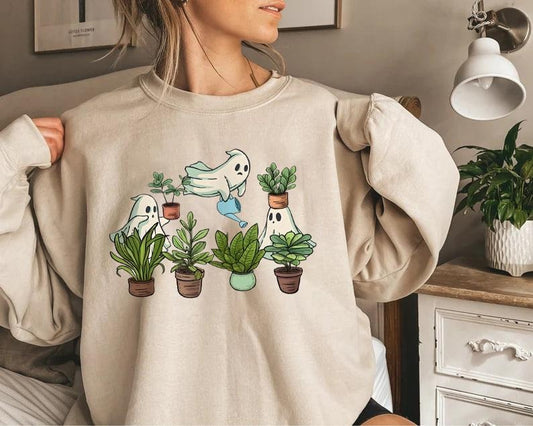 Ghost Plant Lady Sweatshirt, Just One More Plants and Ghosts Sweatshirt, Ghost Plant Shirt, Plant Lover Gift, Halloween Plants Sweatshirt, Halloween Ghost Sweatshirt, Plant Mom Shirt, Halloween Crewneck, Spooky Season