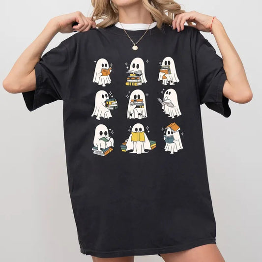 Ghost Reading Books Shirt, Bookish Halloween Sweatshirt, Ghost Shirt, Teacher Librarian Halloween Gift, Halloween Book Lover, Halloween School Shirt