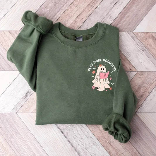 Ghost Reading Books Sweatshirt, Ghost Read More Book Sweatshirt, Bookish Halloween Shirt, Teacher Librarian Halloween Gift Shirt, Halloween Book Lover, Halloween School Shirt, Halloween Reading Shirt