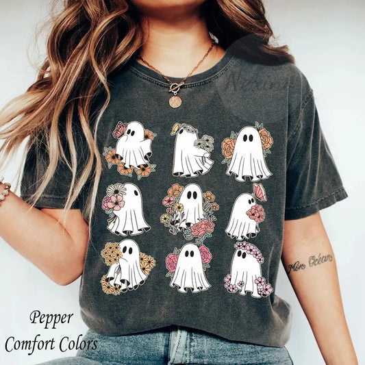 Ghost Reading Books TShirt, Bookish Halloween Shirt, Halloween Teacher Gift, Librarian Halloween Hoodie, Ghost Crewneck