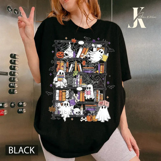 Ghost Reading Comfort Colors Shirt, Boo Ghost Reading Book Shirt, Book Lover Tshirt, Teacher Halloween Tee, Cute Halloween Shirt