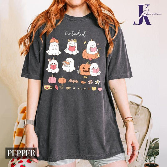 Ghost Reading Shirt Comfort Colors, Cute Ghost Shirt, Teacher Halloween Shirt, Librarian Shirt, Book Lover Tshirt, Reading Shirt, Teacher Shirt, Bookish Shirt