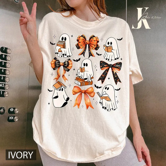 Ghost Reading Shirt Comfort Colors, Teacher Halloween Shirt, Librarian Shirt, Book Lover Tshirt, Reading Shirt, Teacher Shirt, Bookish Shirt